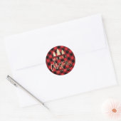 Sticker Rond Cosy Plaid | Plaid de bisons rouges et noirs (Enveloppe)
