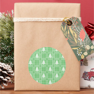 Sticker Rond Cosy sapin de Noël affreux pull à damiers motif
