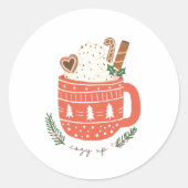 Sticker Rond Cosy Up Hot Cocacao Mug Noël (Devant)