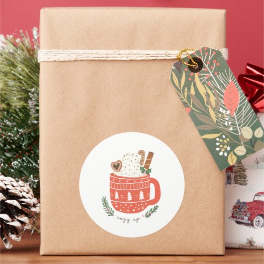 Sticker Rond Cosy Up Hot Cocacao Mug Noël (vacances)