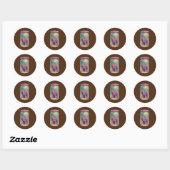 Sticker Rond Cosy Worm Lecture Livres Jar Home Chill (Feuille)