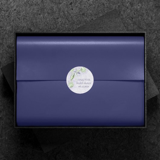 Sticker Rond Côte Chic | Plage personnalisée violet et vert cit
