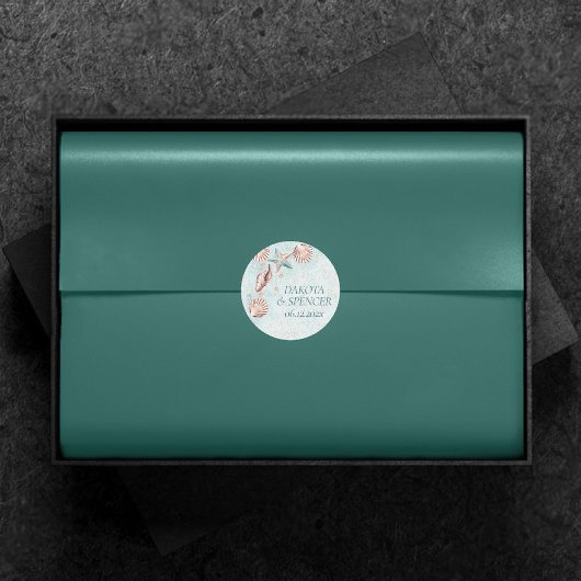 Sticker Rond Côté Chic | Soirée Vert sarcelle et récif de corai
