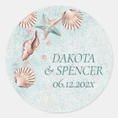 Sticker Rond Côte Chic | Soirée Vert Sauge et Récif de Corail (Devant)