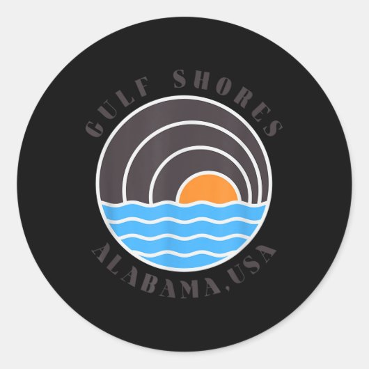 Sticker Rond Côte du Golfe Alabama Vagues Usa (Devant)