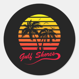Sticker Rond Côte du Golfe Alabyma 80s Plage d'été Palm Tree So