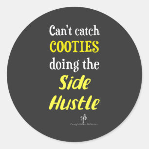 Sticker Rond Côté Hustle Cooties Neon Jaune Texte
