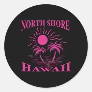 Sticker Rond Côte Nord d'Oahu Hawaii Souvenir Surf Hawaïen