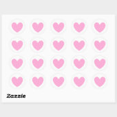 Sticker Rond Coton Candy Pink coeurs sur blanc (Feuille)