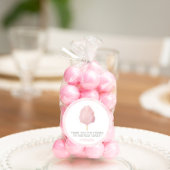 Sticker Rond Coton Candy rose fête d'anniversaire Favoriser