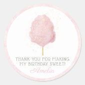 Sticker Rond Coton Candy rose fête d'anniversaire Favoriser (Devant)