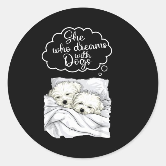 Sticker Rond Coton De Tulear Dog Nightgown Pajama  (Devant)