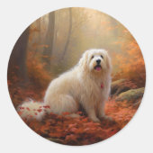 Sticker Rond Coton De Tulear en automne Leaves automne Inspire (Devant)