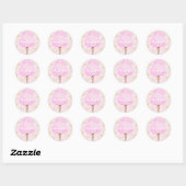Sticker Rond Coton rose Bonbons & Gold Confetti fête d'annivers (Feuille)