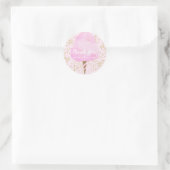 Sticker Rond Coton rose Bonbons & Gold Confetti fête d'annivers (Sac)