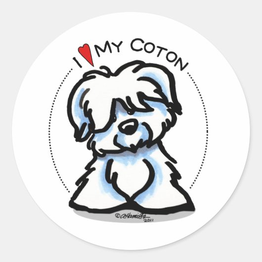 Sticker Rond Coton Tulear (Devant)