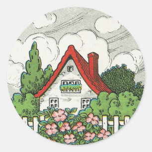 Sticker Rond Cottage à la maison doux à la maison