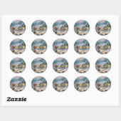 Sticker Rond Cottage d'hiver de Noël (Feuille)