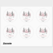 Sticker Rond Cottage d'hiver rose Noël (Feuille)