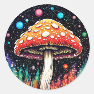 Sticker Rond Cottage éffrayant Cottage Coeur Champignons 3