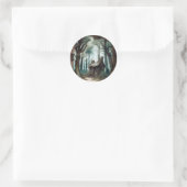 Sticker Rond Cottage forestier enchanté (Sac)