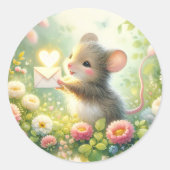 Sticker Rond Cottage Mouse Love Letter Meadow (Devant)