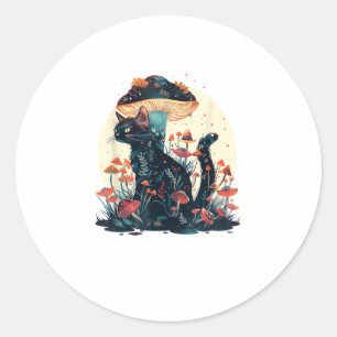 Sticker Rond Cottagecore Esthétique Goblincore Champignon Fairy