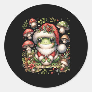 Sticker Rond Cottagecore Grenouille esthétique Champignons de N