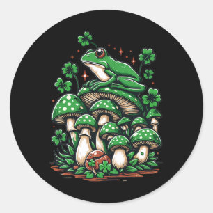 Sticker Rond Cottagecore Grenouille esthétique Sous Champignons