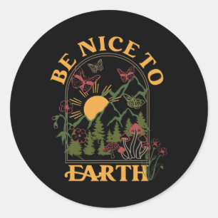Sticker Rond Cottagecore Jour des terres esthétique Save Planet