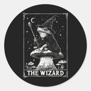 Sticker Rond Cottagecore vintage Le Wizard Grenouille Carte Tar