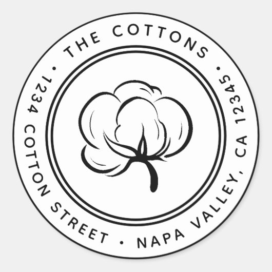 Sticker Rond Cotton Boll Icon Adresse de retour (Devant)