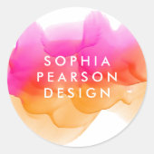 Sticker Rond Couche d'aquarelle du coucher du soleil (Devant)