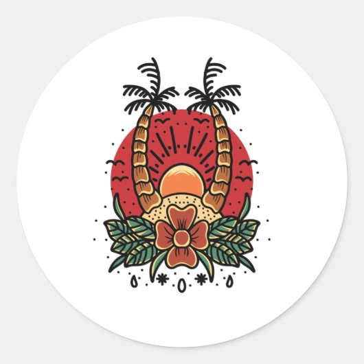 Sticker Rond coucher de soleil (Devant)