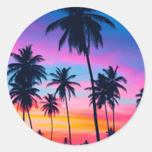 Sticker Rond Coucher de soleil à Miami