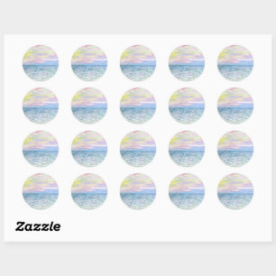 Sticker Rond Coucher de soleil à Pourville par Claude Monet,