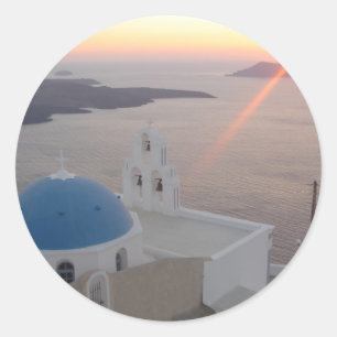 Sticker Rond Coucher de soleil à Santorin