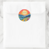 Sticker Rond Coucher de soleil Abstrait sur le terrain (Sac)