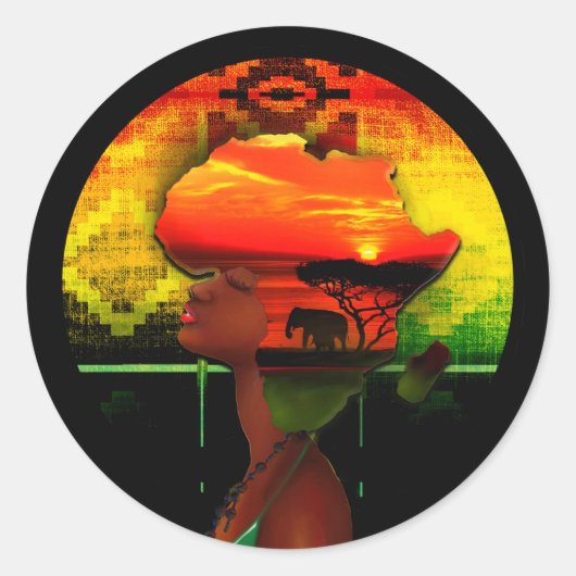Sticker Rond Coucher de soleil africain (Devant)