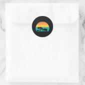 Sticker Rond Coucher De Soleil Africain Avec Elephant Et Gnu Re (Sac)