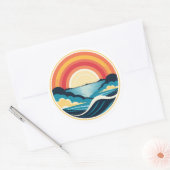 Sticker Rond Coucher de soleil Art déco zen sur l'eau (Enveloppe)