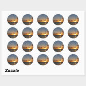 Sticker Rond Coucher de soleil avec voiliers Paysage tropical P (Feuille)