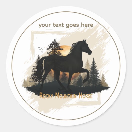Sticker Rond Coucher de soleil Cheval Rocheux sur mesure Silhou (Devant)