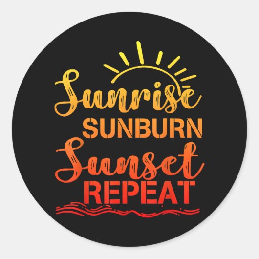 Sticker Rond Coucher de soleil Coucher de soleil Répéter Rétro (Devant)