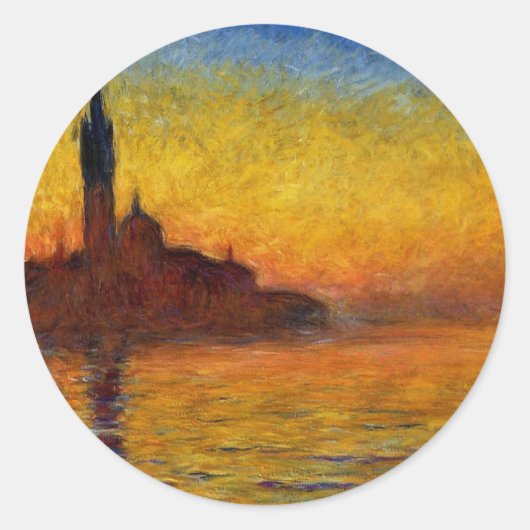 Sticker Rond Coucher de soleil de Monet Venise Impressionnisme (Devant)