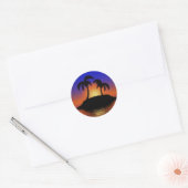 Sticker Rond Coucher de soleil de palmier (Enveloppe)