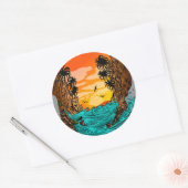 Sticker Rond Coucher de soleil de palmier (Enveloppe)