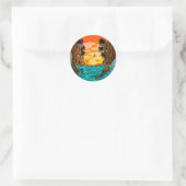 Sticker Rond Coucher de soleil de palmier (Sac)