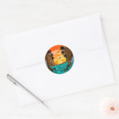 Sticker Rond Coucher de soleil de palmier (Enveloppe)