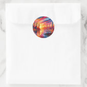 STICKER ROND COUCHER DE SOLEIL DE VILLE (Sac)